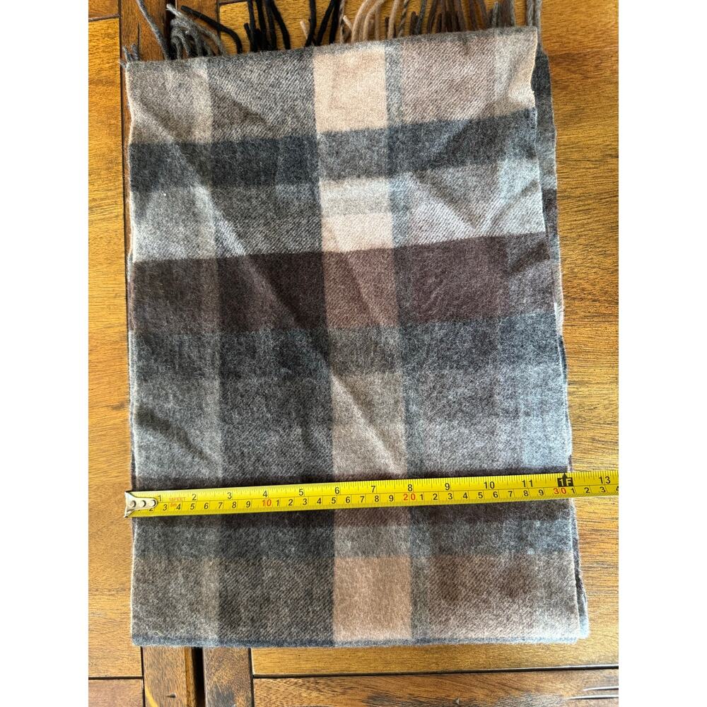 Via Condotti Roma Made in Italy Brown Plaid Fringe Scarf - Picture 5 of 6